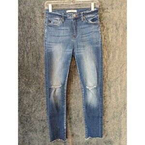 KanCan Jeans Women's 5/26 High Rise Blue Stretch Cropped Distressed KC6008D